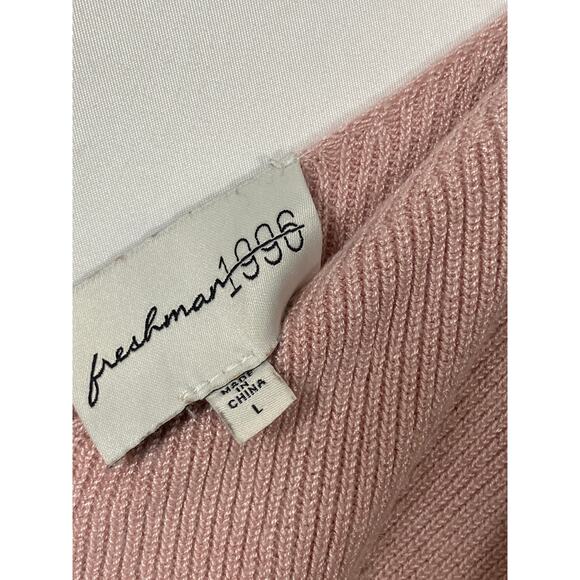 Nordstrom Freshman 1966 Soft Pink Knit Maxi Slip Dress V Neck Size L - Picture 5 of 8